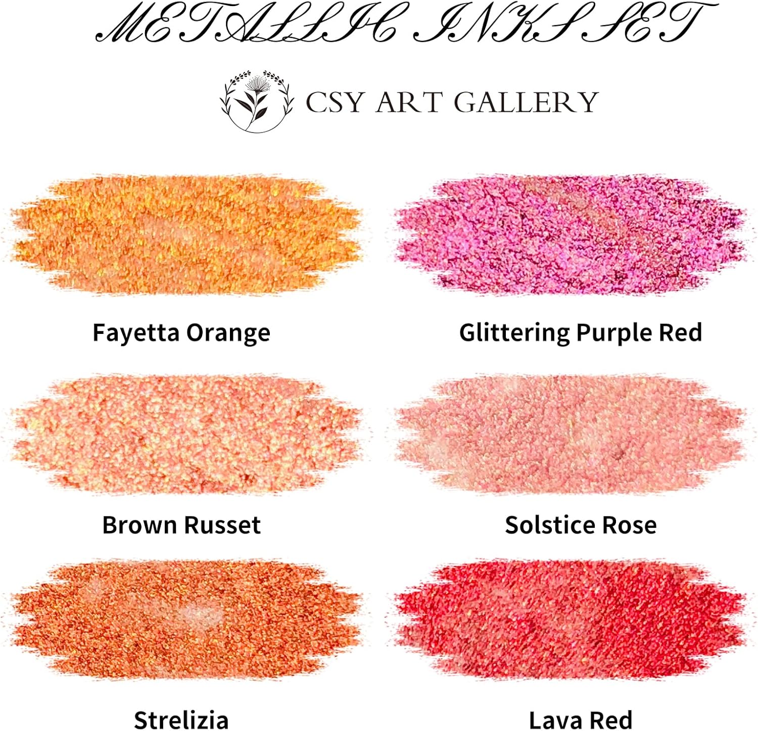 CSY art gallery Pearlescent Acrylic Inks Bottle with Dropper, 1oz - 29.5 ml Set of 6PCS Bronze Gold Red Liquid Drawing Ink for Calligraphy,Wood, Scrapbook Journals, Photo Albums (Saturn Twinkles Set) - Crafty Corner