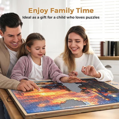 2 in 1 Rotating Tilting Puzzle Board with Drawers, 1500 Piece Jigsaw Puzzle Board with Protective Cover 4 Wheels 4 Sorting Trays, Puzzle Table for Puzzle Lovers, 35 X 27 Inch