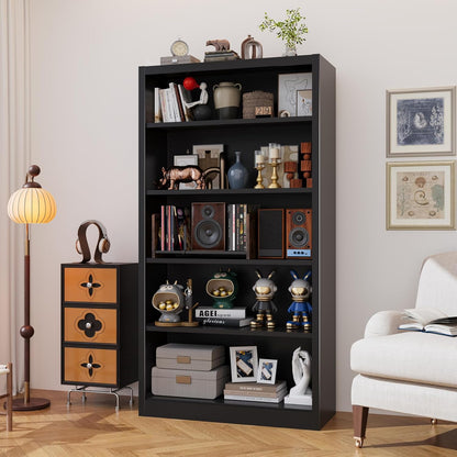 Heavy-Duty Metal Open Storage Cabinet with Adjustable Shelves, 5-Tier Shelving Unit, Easy Assembly Freestanding Organizer for Garage, Pantry,Office, Living Room (Black, 5 Tier-55"H x 27.6"W x 11.8"D)