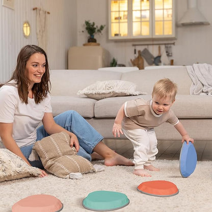 ZICOTO Fun Stepping Stones for Kids – Engaging Indoor & Outdoor Activity for Toddlers | Non-Slip Balance & Coordination Obstacle Course | Sensory Play Set of 6 for Ages 1-4