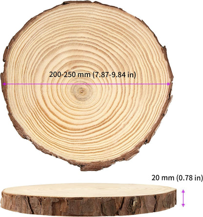 JEUIHAU 6 PCS 8-10 Inches Natural Unfinished Wood Slices, Round Wooden Tree Bark Discs, Wooden Circles for DIY Crafts, Christmas, Rustic Wedding Ornaments - Crafty Corner