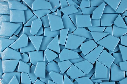 Irregular Glass Mosaic Tiles Bulk 500g Glossy and Iridescent Mosaic Glass Tiles for DIY Projects and Arts and Crafts Solid Colors and Mixes (Glossy Sky Blue)