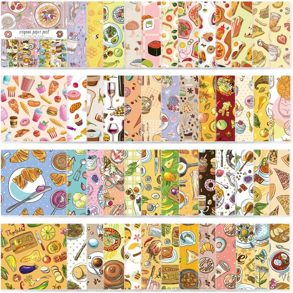 Origami Paper Kit 50 Sheets 70GSM 6 Inch Square Double Sided Color 50 Vivid Japanese Washi Chiyo Colors for Hand Crafts Origami Paper Arts Creativity.Dessert - Crafty Corner