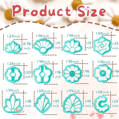 TAINSKY Flower Shape Polymer Clay Cutters Set, 12 Shapes Clay Earrings Cutters for Polymer Clay Jewelry, Plastic Clay Earring Cutters for Polymer Clay Jewelry Making