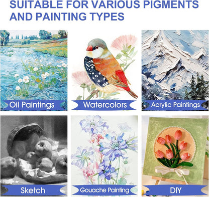 FUMILE Stretched Canvas for Painting Multi 5 Pack Square Canvas 4x4,6x6,8x8,10x10,12x12(1 of Each), Cotton Primed Acid Free Blank Canvases for Oil Paint, Acrylic Paint, Gouache and Tempera.