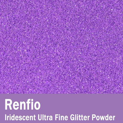 Renfio Iridescent Ultra Fine Glitter Powder Resin Supplies Glitters 1.94 Oz (55g) PET Flake Crafts Sequins 1/128" 0.008" 0.2mm Epoxy Chips Flakes for Tumblers Slime Painting Roses - Dream Purple