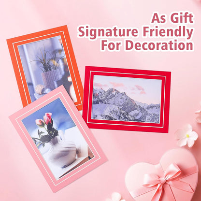 HOTUO 10 Pack 5x7 Colorful Picture Mats, 4 Ply Thickness Frame Mattes for 4x6 Photo, Photo Mat with Core Bevel Cut(Colorful with V-Groove)