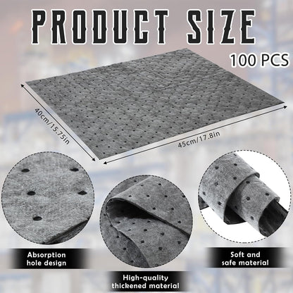 Hoolerry Oil Absorbent Pads Weight Dimpled Pad Garage Accessories Water Absorbent Mat Oil Spill Mat for Absorbing Protecting Home Garage Basement (15 x 17 Inch,Gray,100 Pcs)