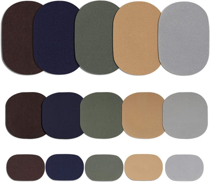 30 Pieces Twill Fabric Patches Fabric Repair Patches Iron on Twill Patch Clothing Repair Patch Kit for Jacket Clothes, 5 Colors and 3 Sizes, 4.9 x 6.9 Inches, 3.7 x 4.1 Inches, 2 x 3 Inches