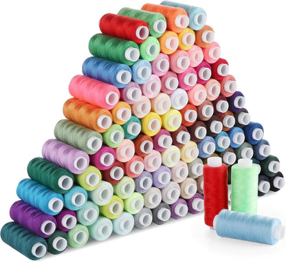 Sewing Thread Set 100 Color, Lemonfilter Thread for Sewing 250 Yards Each Spool Polyester Sewing Threads Assortment for Beginners, Hilos para Coser for Machine Sewing, Hand Stitching or Embroidery