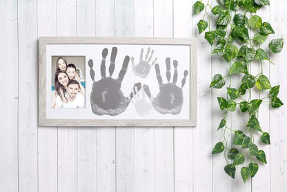 Kate & Milo DIY Family Handprint Frame Kit, Mother’s Day Gift, Family Photo Keepsake Craft Frame with Paint, Rustic Farmhouse Home Décor