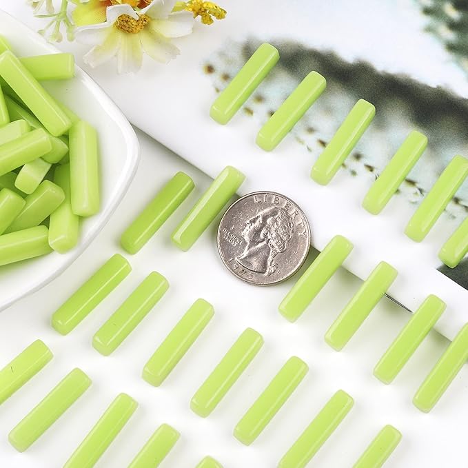 Youway Style Green Mosaic Tiles for Crafts Bulk,150g Strips Shapes Mosaic Glass Pieces for Crafts DIY Spring Mosaic Art Decor,Mosaic Kit Supplies