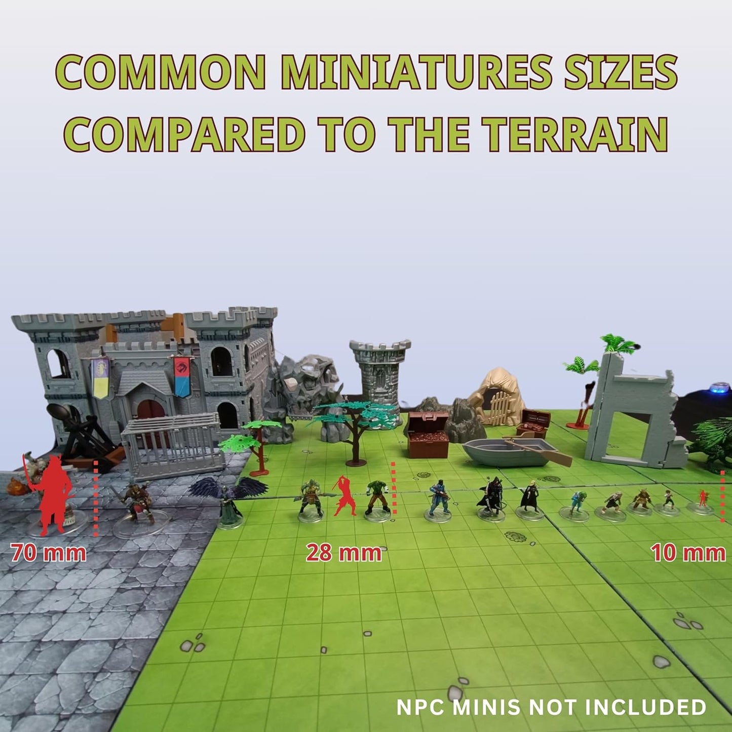 Dungeons & Dragons Castle Set | 240+ Pieces, Dragons, Double-Sided Battle Map | Modular DND Terrain, Miniatures Set for Dungeon Masters Pathfinder DND 5e Medieval