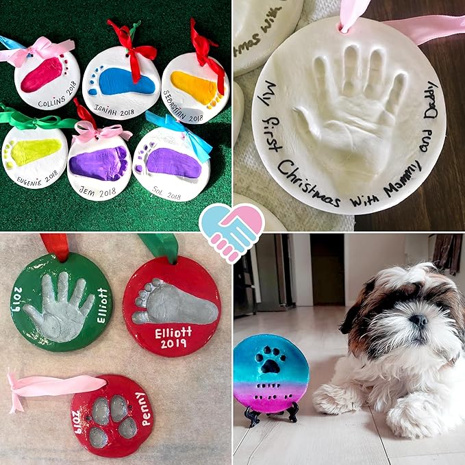 Casting Keepsakes Baby Handprint Ornament Making Kit (Includes Paint Set) Ornament Making Kit for Kids - Baby Hand and Footprint Clay