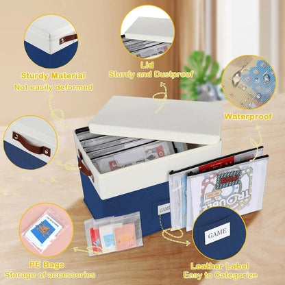 Board Game Storage with 12pcs Zipper Bags and Writable Stickers, Board Game Organizers Storage with Lid for Office Supplies, Puzzles, Video Game, Craft Product (1-Pack Large)