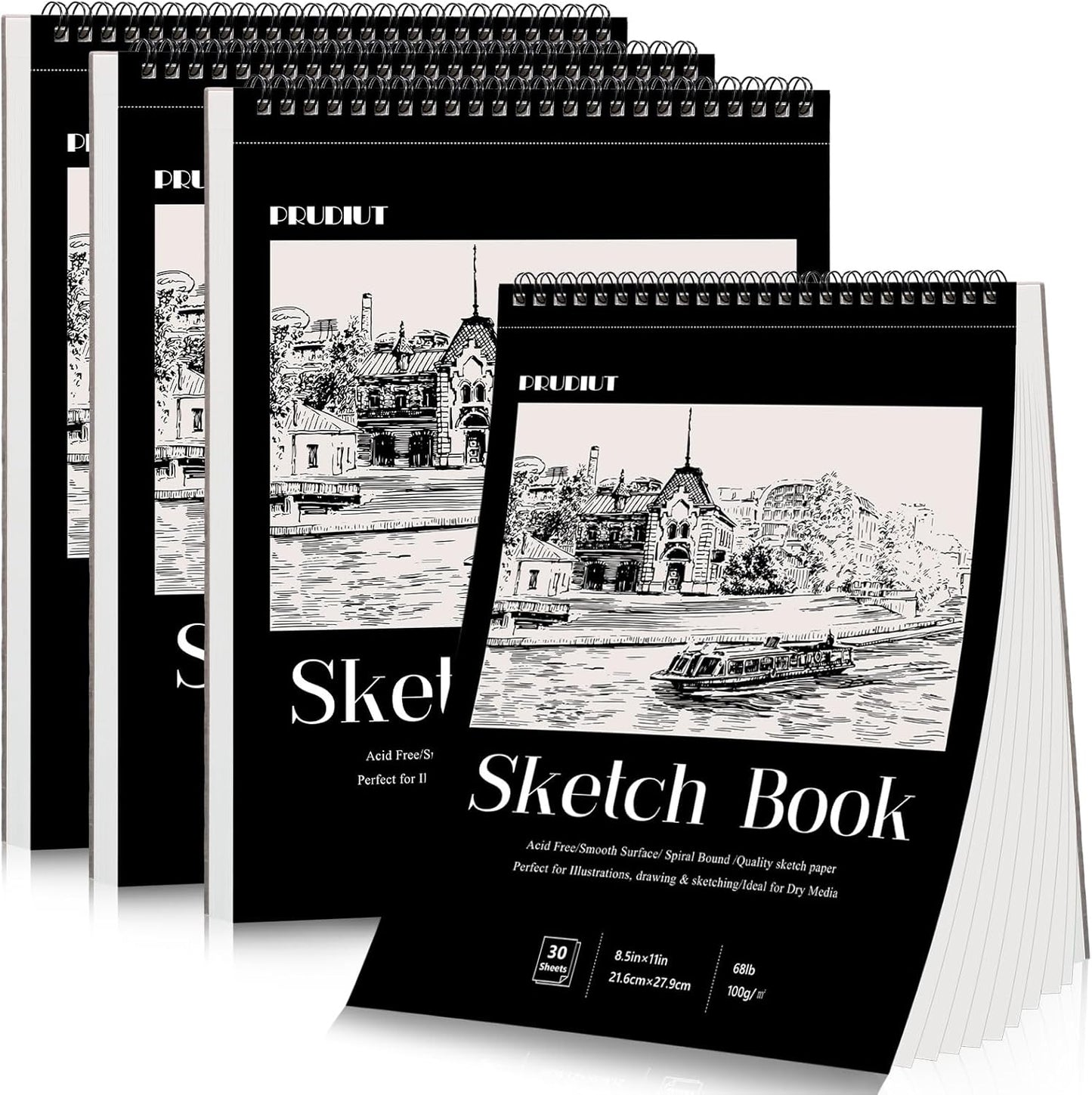 4 Pack Sketch Book, 8.5 x 11Inch Sketchbook, 68lb/100gsm Top Spiral Bound Sketch Pad, Acid Free Art Supplies Drawing Painting Sketching Paper for Teens Adults Artists (30 Sheets Each) - Crafty Corner