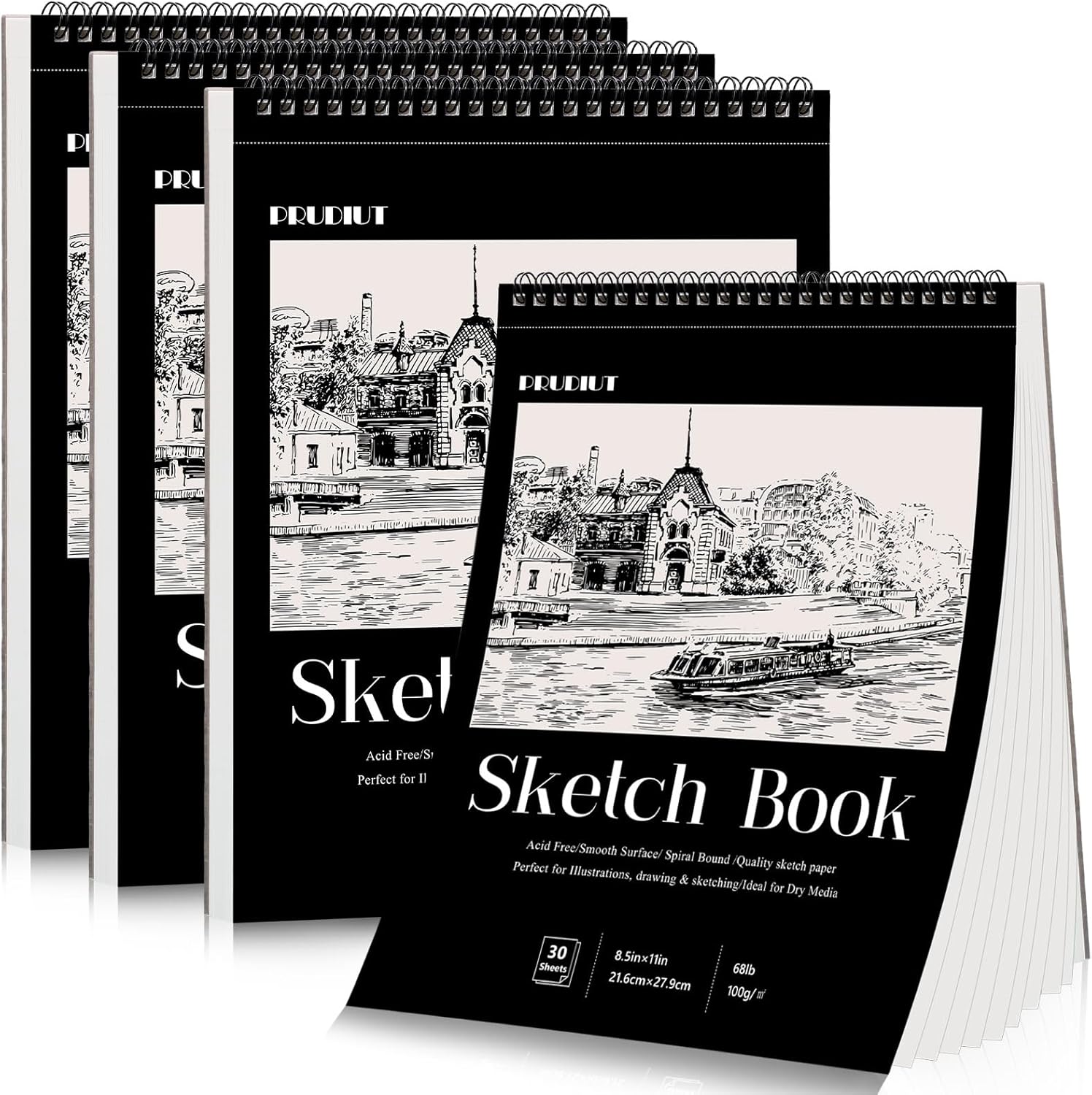 4 Pack Sketch Book, 8.5 x 11Inch Sketchbook, 68lb/100gsm Top Spiral Bound Sketch Pad, Acid Free Art Supplies Drawing Painting Sketching Paper for Teens Adults Artists (30 Sheets Each) - Crafty Corner