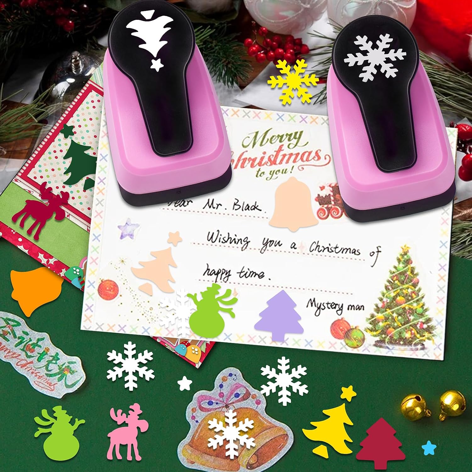 Paper Punch Shape Hole Puncher Craft Punches 1 inch Christmas Punches Scrapbooking Punch Snowflake Punch Deer Punches Bell Puncher for Paper Craft Cardstock Arts DIY Projects - Crafty Corner
