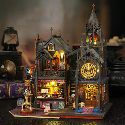 DIY Book Nook Kit - DIY Miniature Dolls House Kit with Furniture and LED Light, 3D Puzzle Wooden Art Bookends, Model Kits for Adults to Build (Holo Demon City)