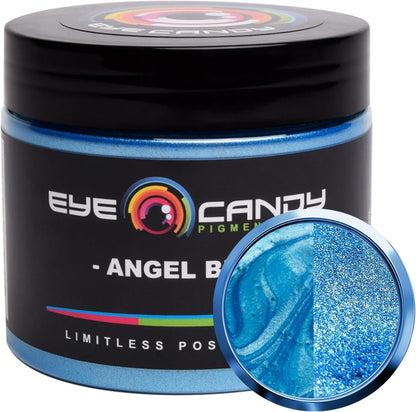 Eye Candy Pigments Premium Blue Mica Powder - Angel Blue (50gr) - for Epoxy, Resin, Soap, Paint, Woodworking, Acrylic Pouring, Bath Bombs, Fishing Lures - DIY Arts and Crafts Additive