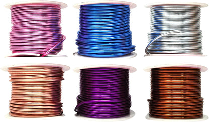 Mandala Crafts 14 Gauge Anodized Aluminum Craft Wire for Jewelry Making – 330 FT Colored Flexible Silver Copper Purple Pink Brown Ice Blue Wire - Bendable for Bonsai Armature Crafting Sculpting - Crafty Corner