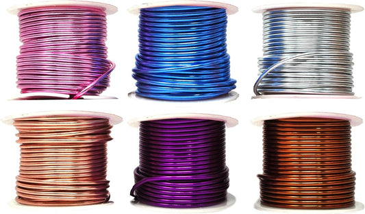 Mandala Crafts 14 Gauge Anodized Aluminum Craft Wire for Jewelry Making – 330 FT Colored Flexible Silver Copper Purple Pink Brown Ice Blue Wire - Bendable for Bonsai Armature Crafting Sculpting - Crafty Corner