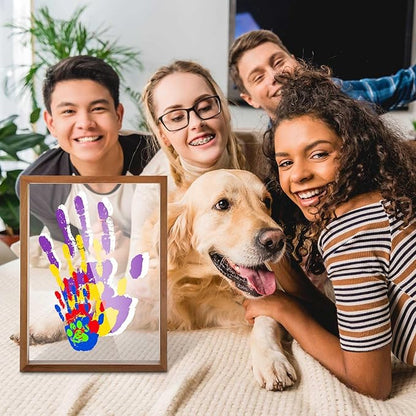 Suzile DIY Handprint Kit for New Parents - Mother's Day Father's Day Gifts,Baby Handprint Frame with 5 Acrylic Boards & 6 Colors Paint,Family Keepsake Craft for First-time Moms Dads(Walnut Color)