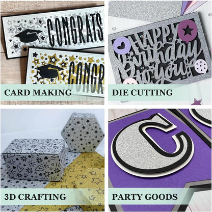 Cardstock Warehouse Diamond Print Inkjet Glitter-Premium Silver Glitter Cardstock Paper – 15 Sheets, 8.5 x 11" - 104 lb/280 GSM for Inkjet Printing, Die-Cutting, Card Making, Crafts, and DIY Projects