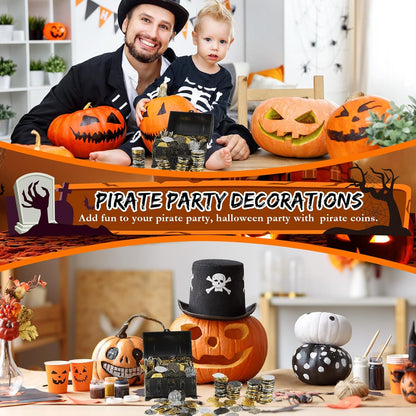 Hanaive 100 Pcs Pirate Coins Plastic Kids Fake Play Coins Replica Spanish Doubloons for Pirate Party Treasure Chest Board Games Tokens Toys Cosplay St. Patrick's(Gold, Silver, Bronze)