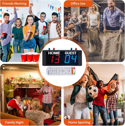 YZ Battery Powered Scoreboard Clock Timer with Buttons, Portable Digital Scoreboard with Remote, Electronic Scoreboard with Stand, Cornhole Score Keeper for Outdoor Yard Games/Shuffleboard/Pickleball