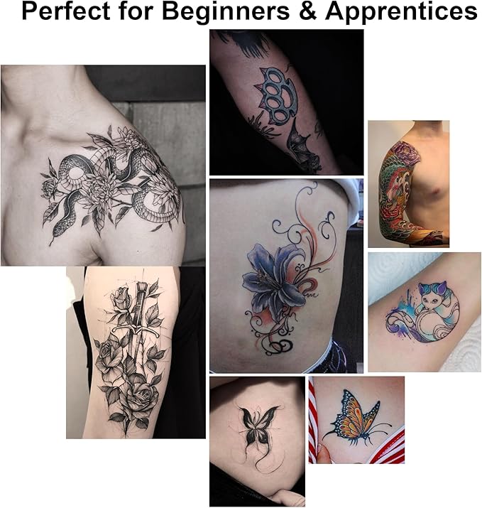 D5 Tattoo Practice Flipbook - 7 Sheets of 3MM Silicone Skin, Create Your Own Tattoo Training Journal, Portable & Reusable for DIY Tattoo Artists, Premium Material, Original Tattoo Practice Book
