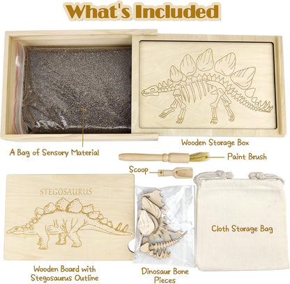 Dinosaur Excavation Archaeology Dig Kit for Kids, Fossil Explore Sensory Bin Toys, Dino Skeletons Bones Puzzle Game, Archaeology Science STEM Toys for Boys and Girls (Stegosaurus)
