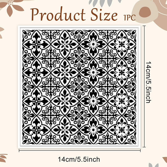 CHGCRAFT Mandala Pattern Polymer Clay Texture Sheet Retro Tile Pattern Silicone Texture Mat for Polymer Clay Making Earrings Jewelry DIY Crafts 5.5 × 5.5 Inch