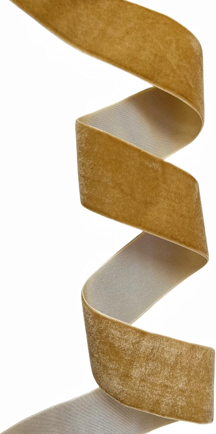 Velvet Ribbon, 1 1/2-Inch by 25-Yard Spool (Khaki) - Crafty Corner