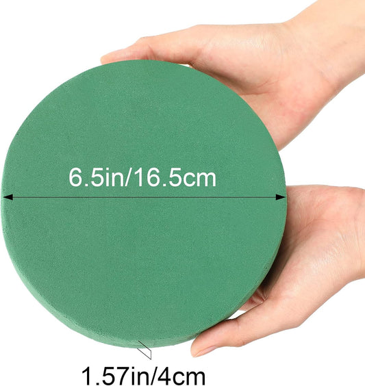 12 Pieces Round Floral Foam Wet Green Flower Foam DIY Flower Arrangement Kit for Aisle Wedding Party Decoration(6.5 x 6.5 x 1.57 Inches)
