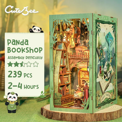 CUTEBEE Book Nook Kit - DIY Miniature House Dollhouse Kit for Adult and Teens, Booknook Bookshelf Decor Alley Model Build with LED Light, Gifts for Family and Friends