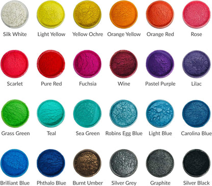 Pigment Powder for Epoxy Resin, 24 Colors, Mica Powder for Candle Dye, Bath Bomb Coloring, Soap Making, Resin Pigment, Metallic Pearl Soap Dye for Candle Making