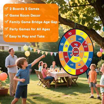 3-in-1 Dart Board for Kids and Adults,Sticky Tic Tac Toe Dart Game for Indoor Wall,Outdoor Games for Adults and Family,Kids Games Boys Toys Birthday Gifts for 4 5 6 7 8 9 10 11 12 Year Old Boys Girls