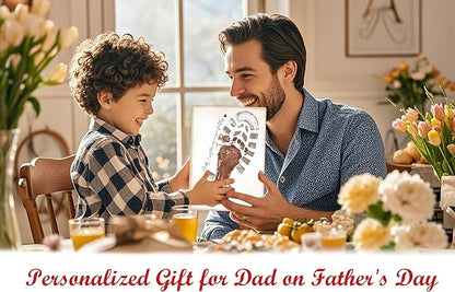 Daddy I'm Following In Your Footsteps Footprint Keepsake Making Sign with Stand 9x12", Fathers Day Crafts for Classroom Family Activities, Fathers Day Birthday Gifts for Dad from Daughter Son Wife