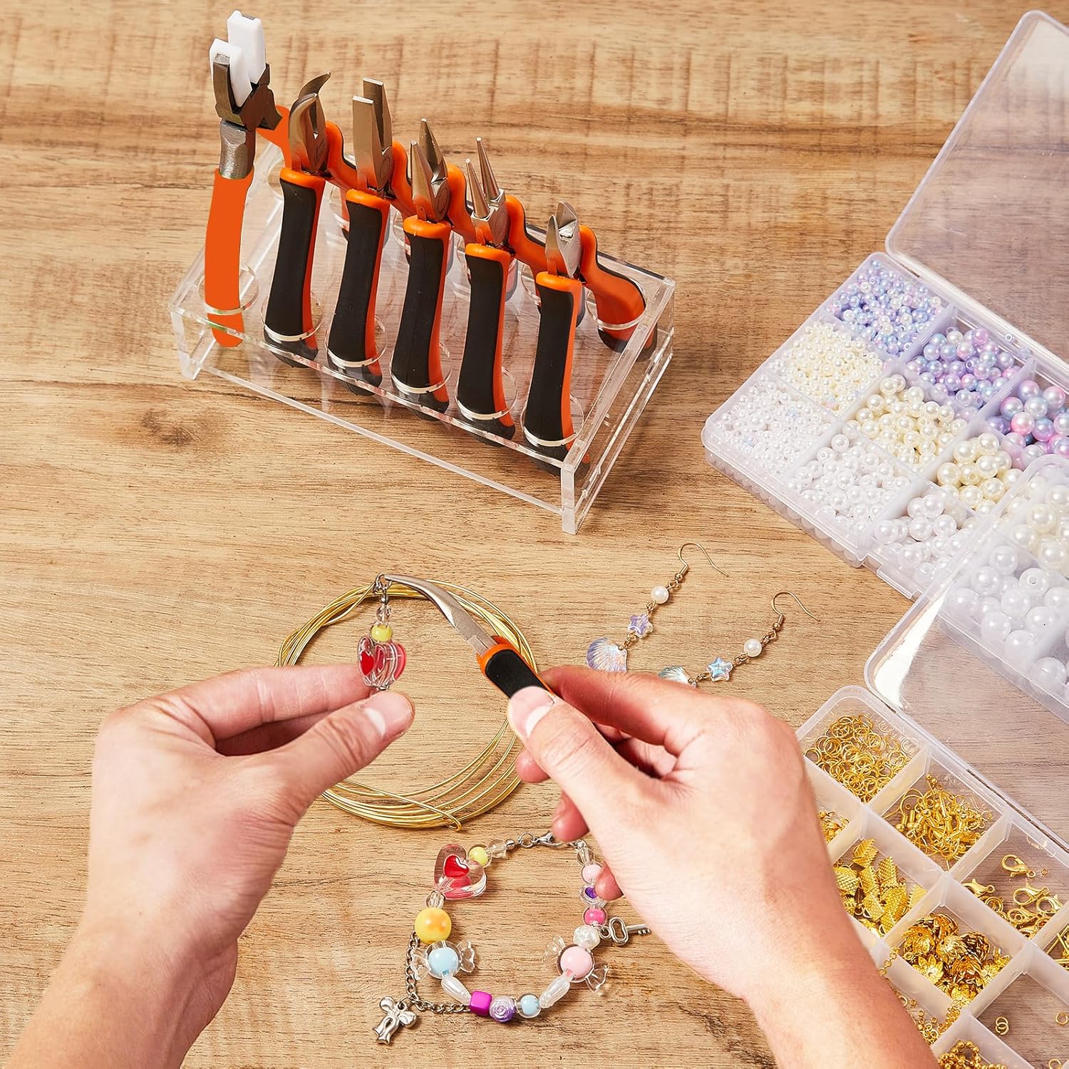 6PCS Jewelry Pliers Set with Acrylic Pallet, Needle Nose Pliers, Wire Cutters, Nylon Jaw Pliers etc. Jewelry Making Kit Tools for DIY Jewelry Repair, Wire Wrapping, Beading and Earring Crafts - Crafty Corner