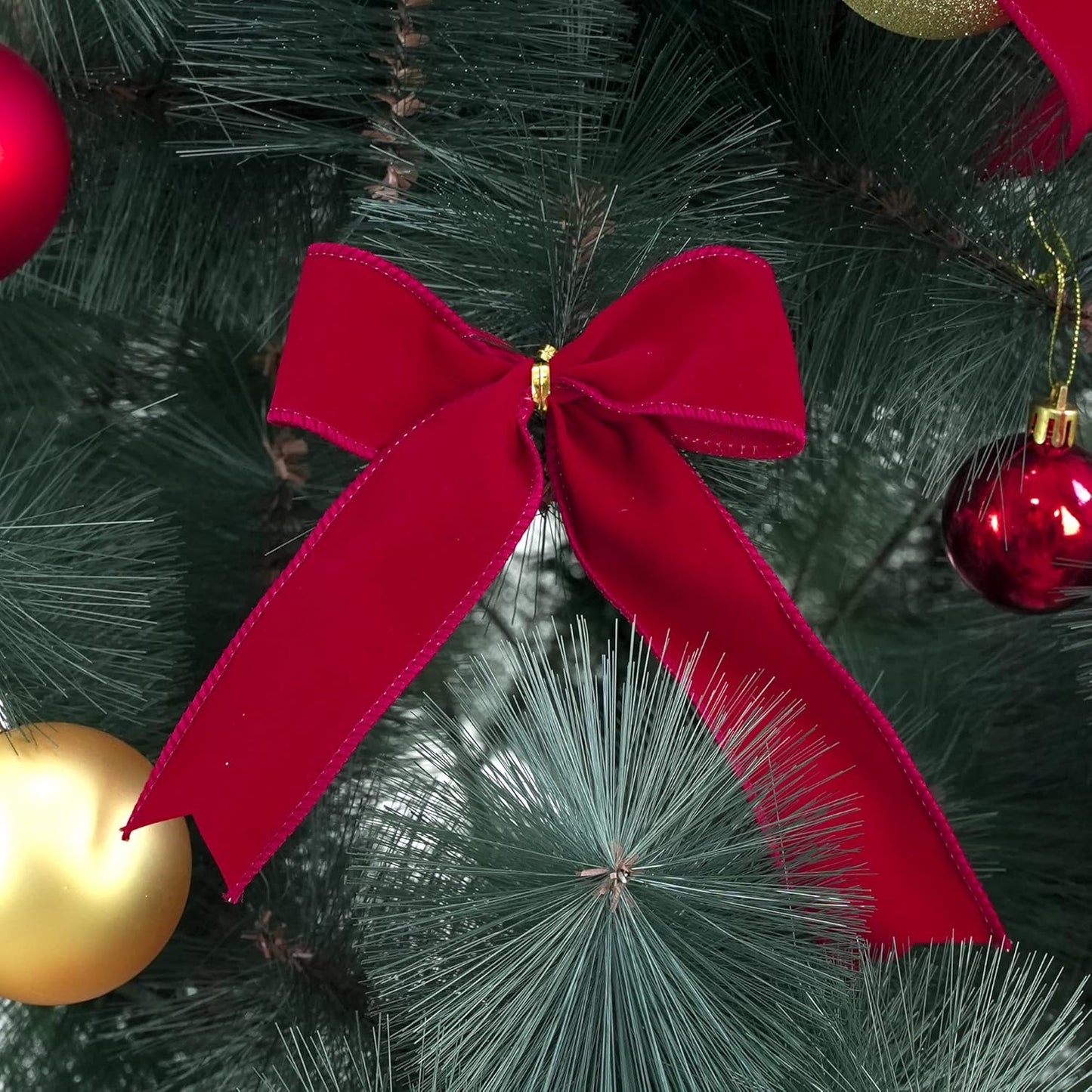 MEEDEE 1.5 Inch Velvet Wired Ribbon - 25 Yards Dark Red, Perfect for Christmas Tree, Wreaths & Bows - Crafty Corner
