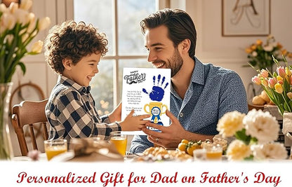 Best Dad DIY Handprint Art Wooden Making Sign, Fathers Day Personalized Gifts for Dad from Daughter and Son, Baby Handprint Keepsake, Fathers Day Crafts for Family Activities, 9x12 In