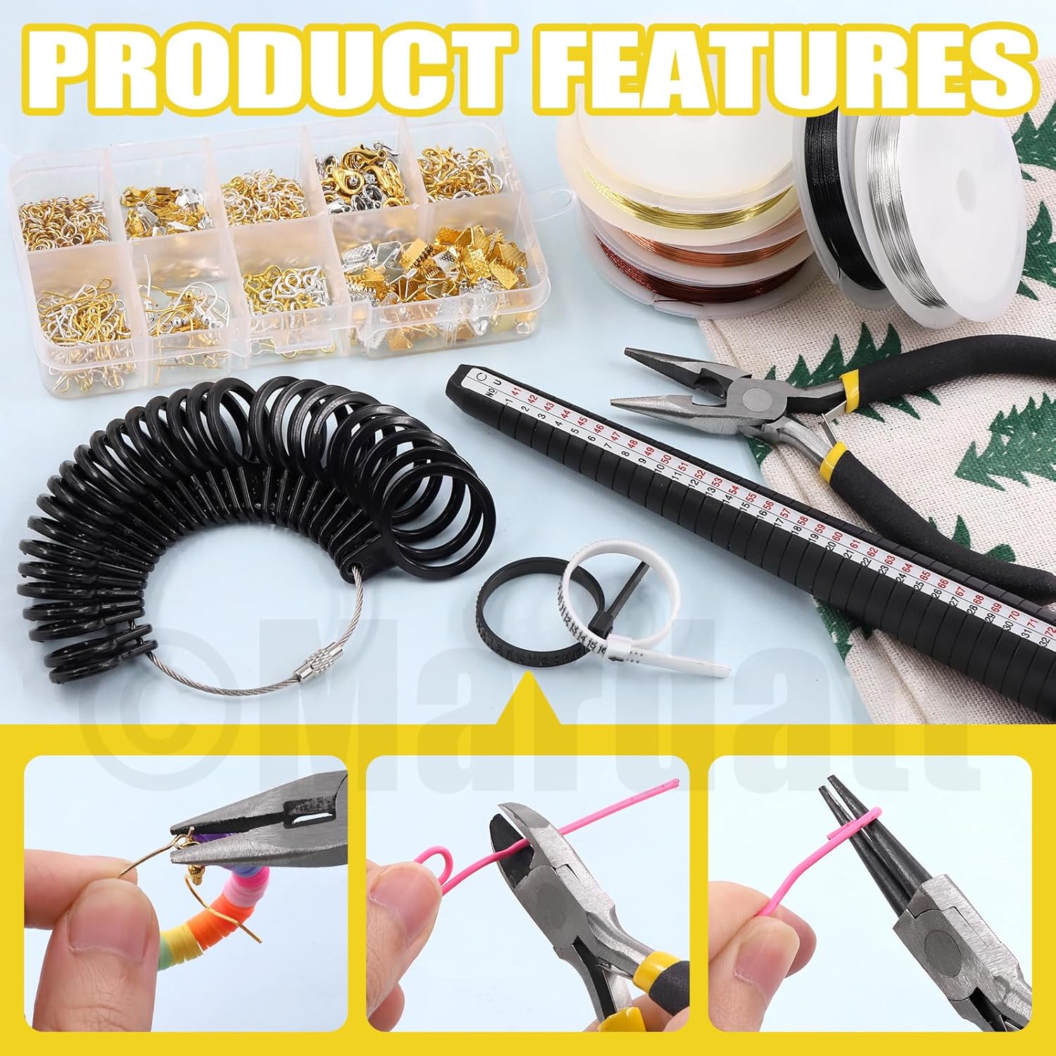 Mardatt 957Pcs Jewelry Making Supplies Kit - Includes Pliers, Ring Sizer, Wires, Opener & Other Findings for Jewelry Making & Repair - Crafty Corner