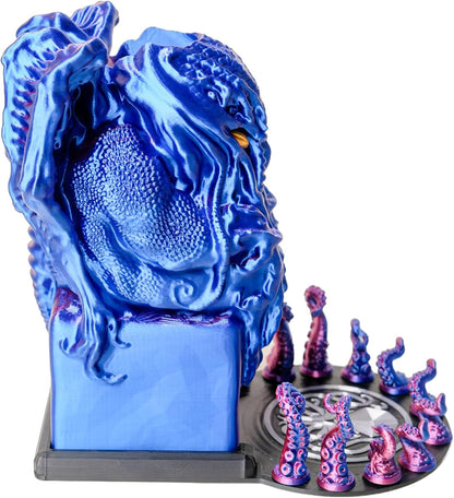 3D BEST Q Cthulhu DND D&D Dice Tower，3D Printed Compatible with Dungeons and Dragons, 28mm Miniature Wargaming, Tabletop RPGs, Wargame Scenery, Endless Deep Sea Series (Purple&Blue)