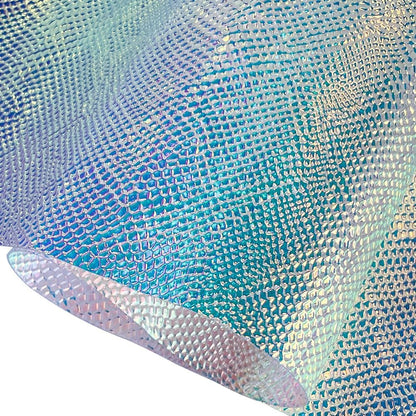 ONEART | Iridescent Transparent Embossed Vinyl Holographic Blue Clear PVC Vinyl Craft Fabric 16"×54" for Sewing DIY Projects-Lizard
