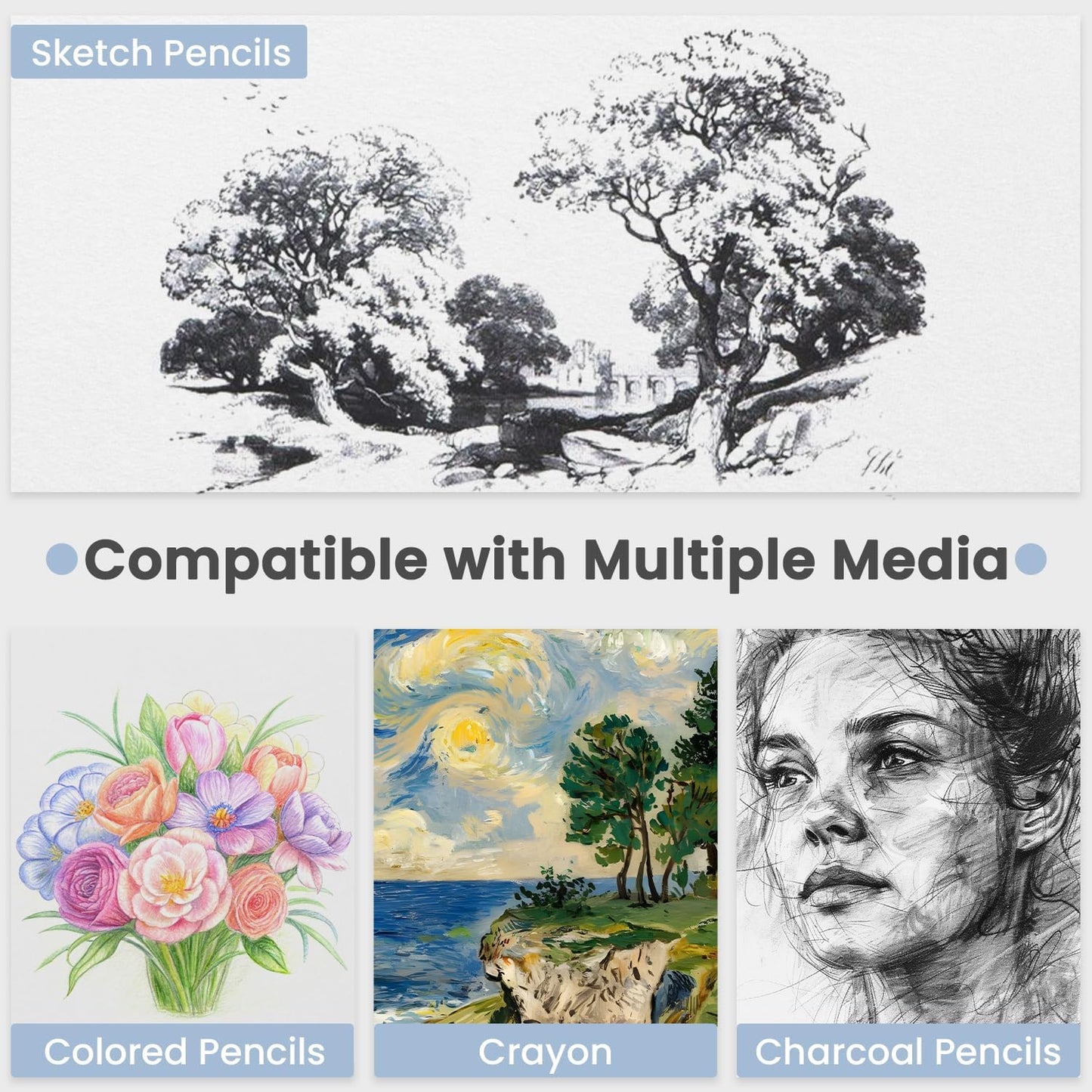 Classroom Must Haves, Sketch Pad for Kids Ages 8-12, 1 Pack-100 Sheets 9 by 12 Sketchbook for Kids, 68lb/100gsm Drawing Paper Pad, Spiral Sketch Books for Adults, Art Supplies for College Students. - Crafty Corner