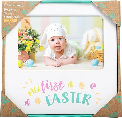 Kate & Milo My First Easter Picture Frame, Baby Keepsake Holiday Photo, Display Gift For Infant, Nursery Decor Tabletop White, Spring Time Present