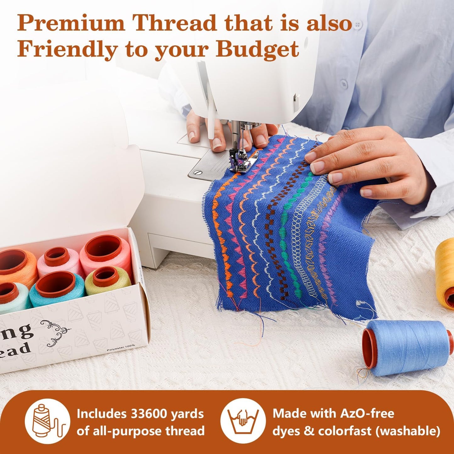 12PCS Sewing Thread Kit 30wt Spools,12 Colors,Assorted Colors Each 800 Yards of Polyester Threads for Sewing Hand and Machine,Stitching, Quilting, Serger (ZH-800YARDS-3ZH)