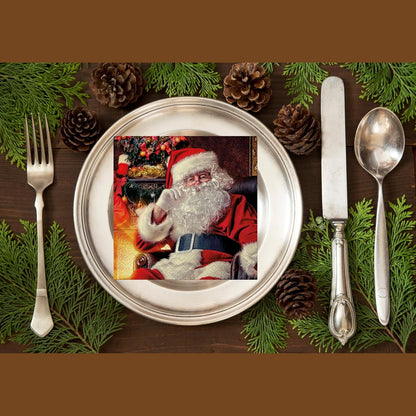 20-ct 13x13 Christmas Paper Decoupage Napkins, 3-Ply Servilletas Tissue Napkin for Dinner and Parties, Disposable Napkins (Santa Chair)