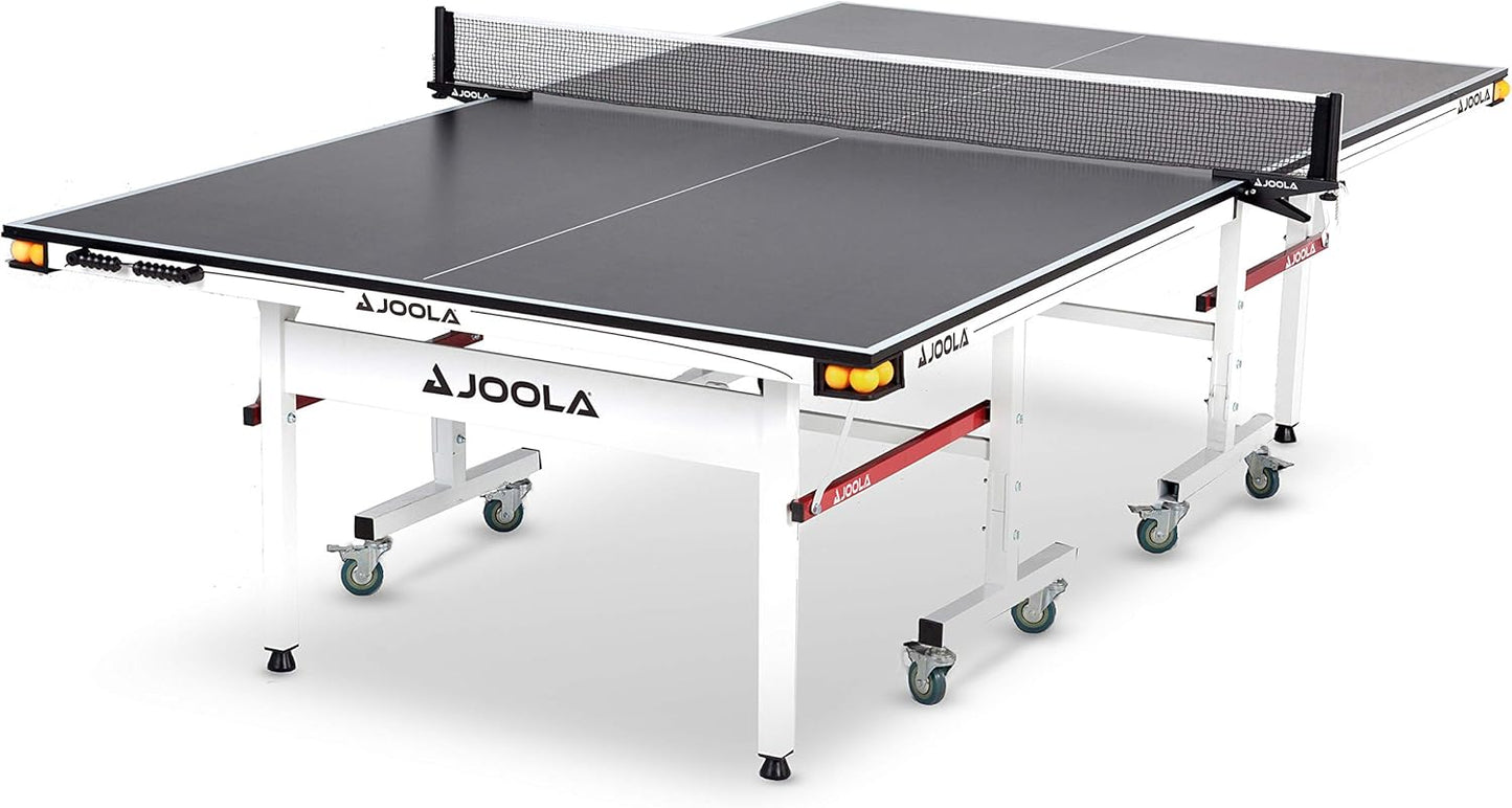 JOOLA Rally TL Professional MDF Indoor Ping Pong Table w/Quick Clamp Table Tennis Net & Post Set - 10 Minute Easy Assembly - Corner Ball Holders - Tournament Quality - Includes Playback Mode
